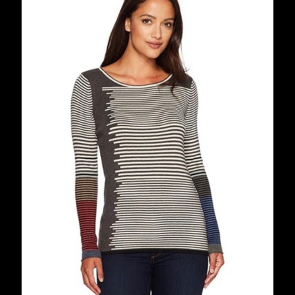 Nic+Zoe Metro Knit Gray White Sweater Size L